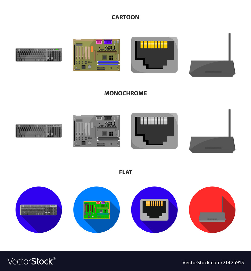 Keyboard Router Motherboard And Connector Vector Image