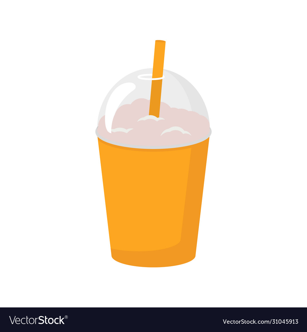 Milkshake in orange glass flat style