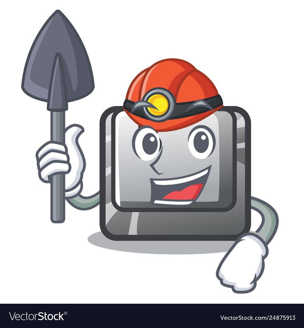 Miner button b on a mascot keyboard