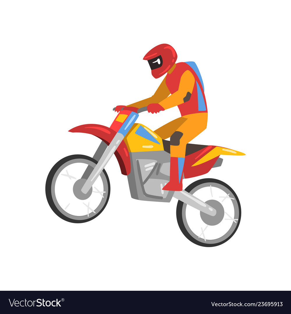 Motorcyclist Driving Motorcycle Motocross Racing Vector Image