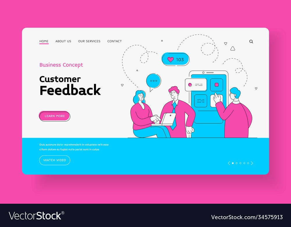 Online support and customer feedback landing page