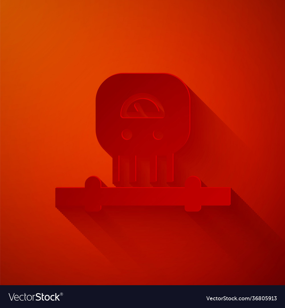 Paper cut smart sensor system icon isolated on red vector image Paper cut smart sensor system icon isolated on red