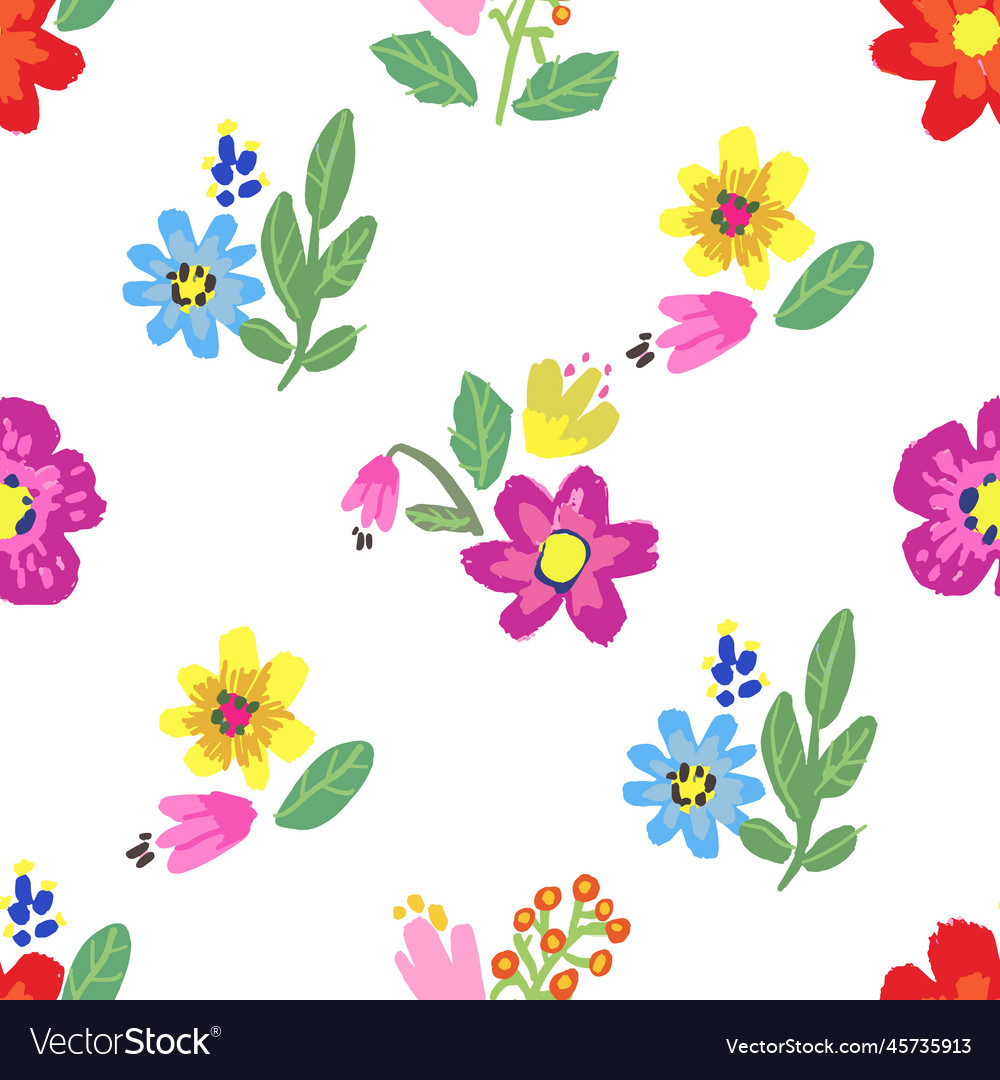 Seamless pattern with bright flowers background