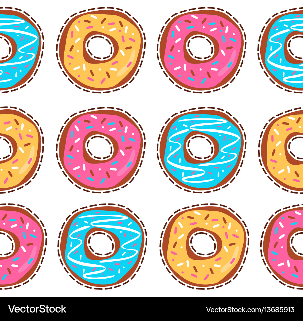 Seamless pattern with glazed donuts Royalty Free Vector