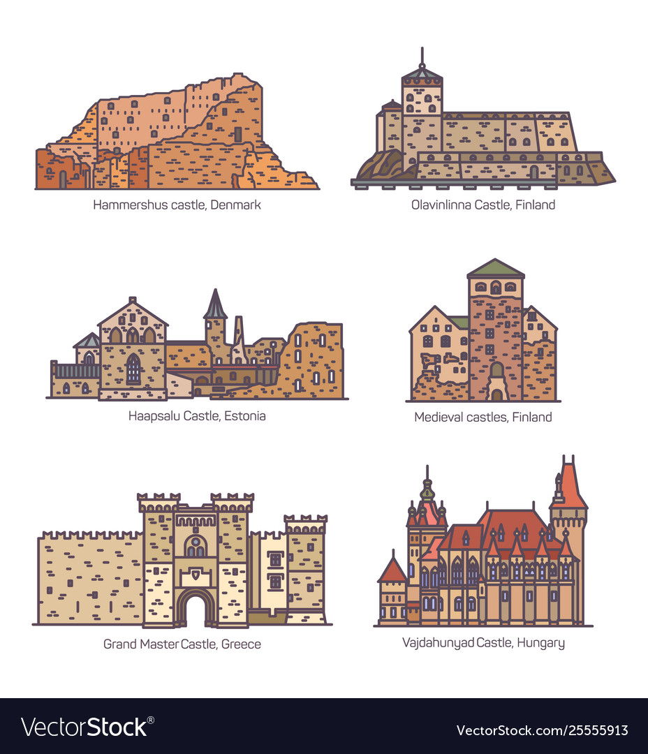 Set isolated line castles and architecture