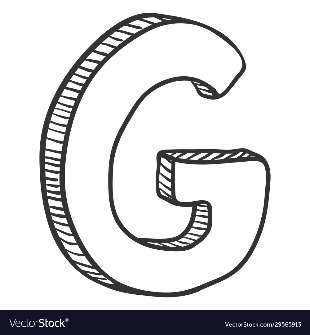 Single doodle sketch letter g Royalty Free Vector Image
