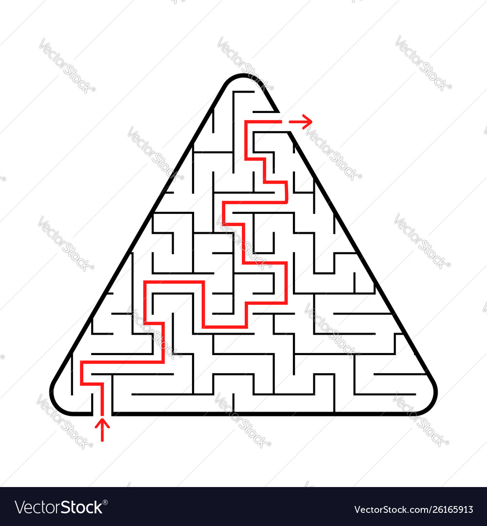 Triangular labyrinth with an input and exit