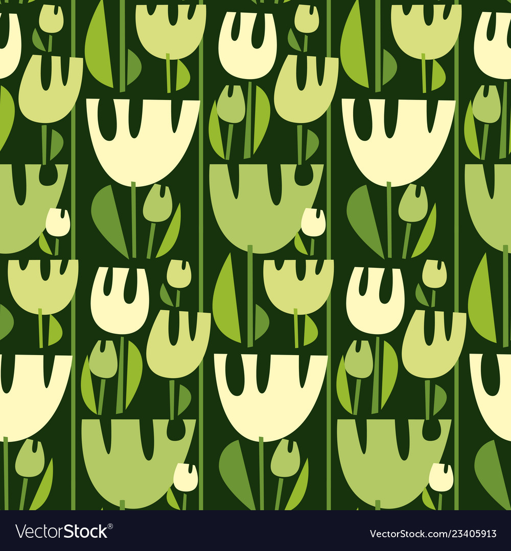 Tulip Pattern - Beige & Green