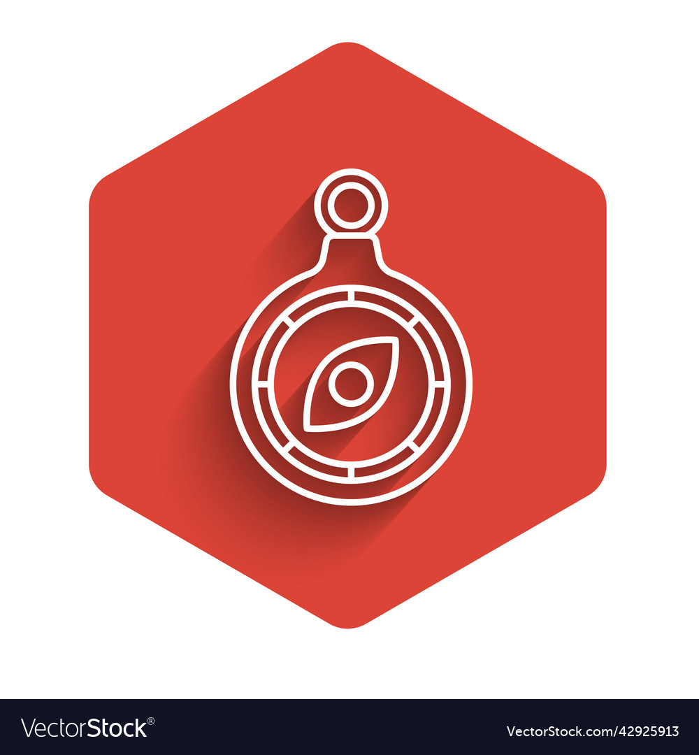 Weiße Linie Kompass-Symbol isoliert mit langen Schatten vector image Weiße Linie Kompass-Symbol isoliert mit langen Schatten