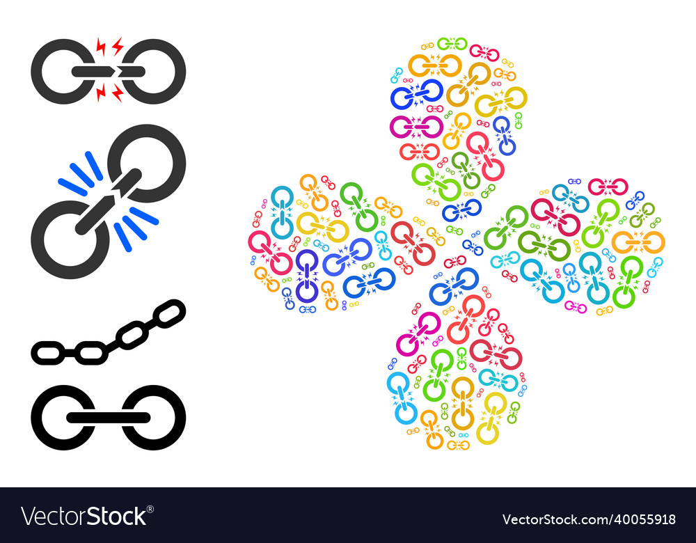 Broken chain link icon colored curl stream Vector Image Broken chain link icon colored curl stream
