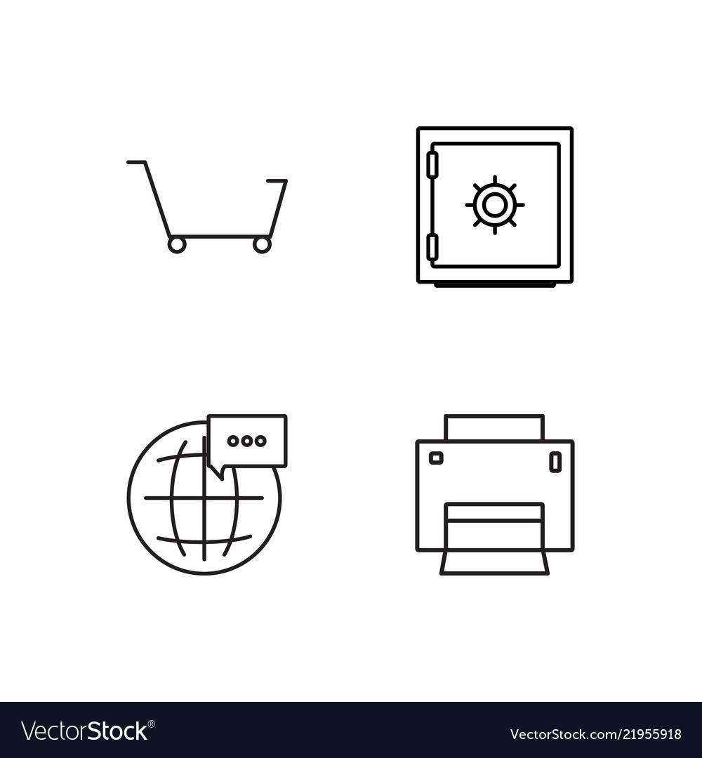 Business simple outlined icons set