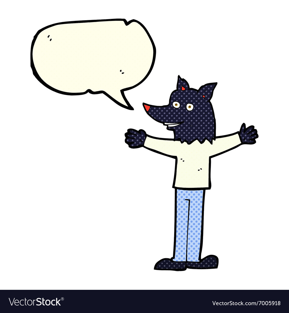 Cartoon werewolf with speech bubble