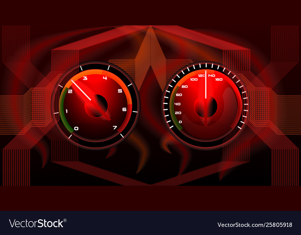 Colorful red speedometer auto not tech background