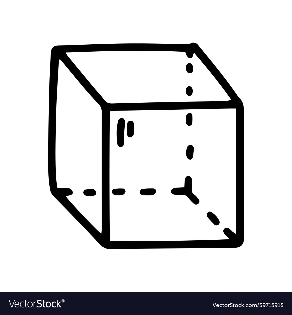 Cube line doodle simple icon design Vector Image Cube line doodle simple icon design