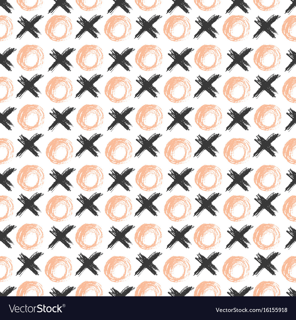 Grunge sketch seamless pattern with circles