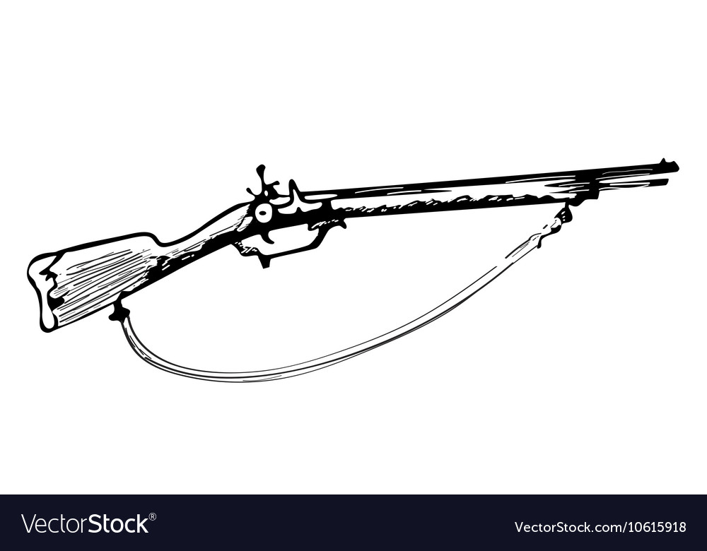 Handdrawn sketch musket vintage Royalty Free Vector Image