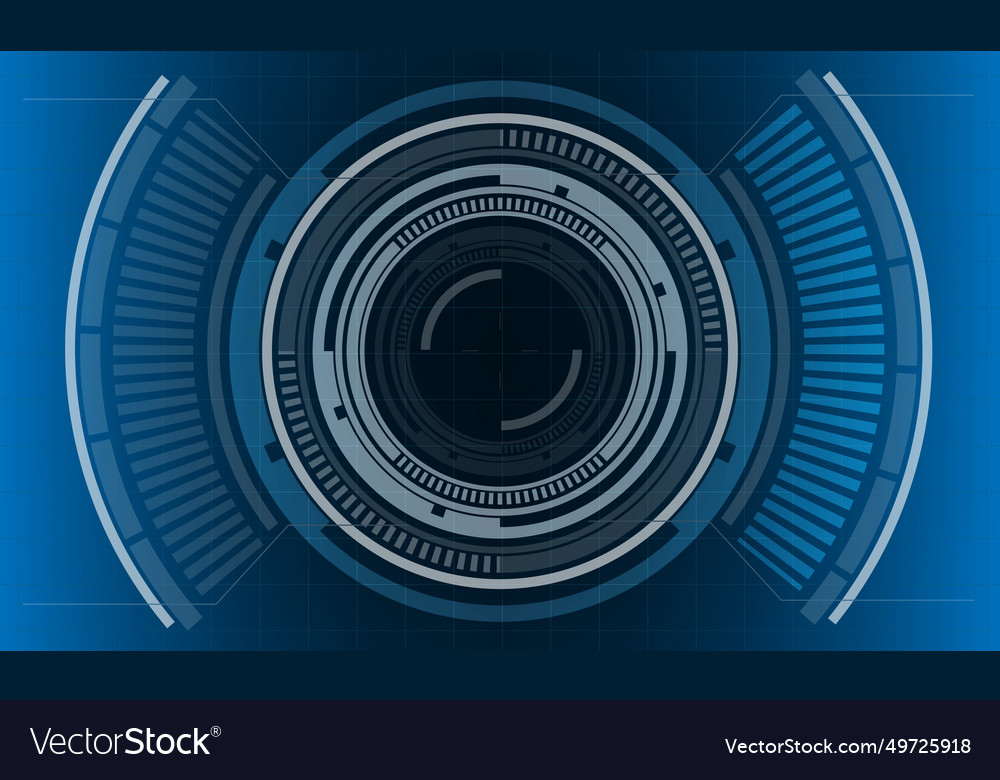 Hud sci-fi circle interface screen view white vector image Hud sci-fi circle interface screen view white