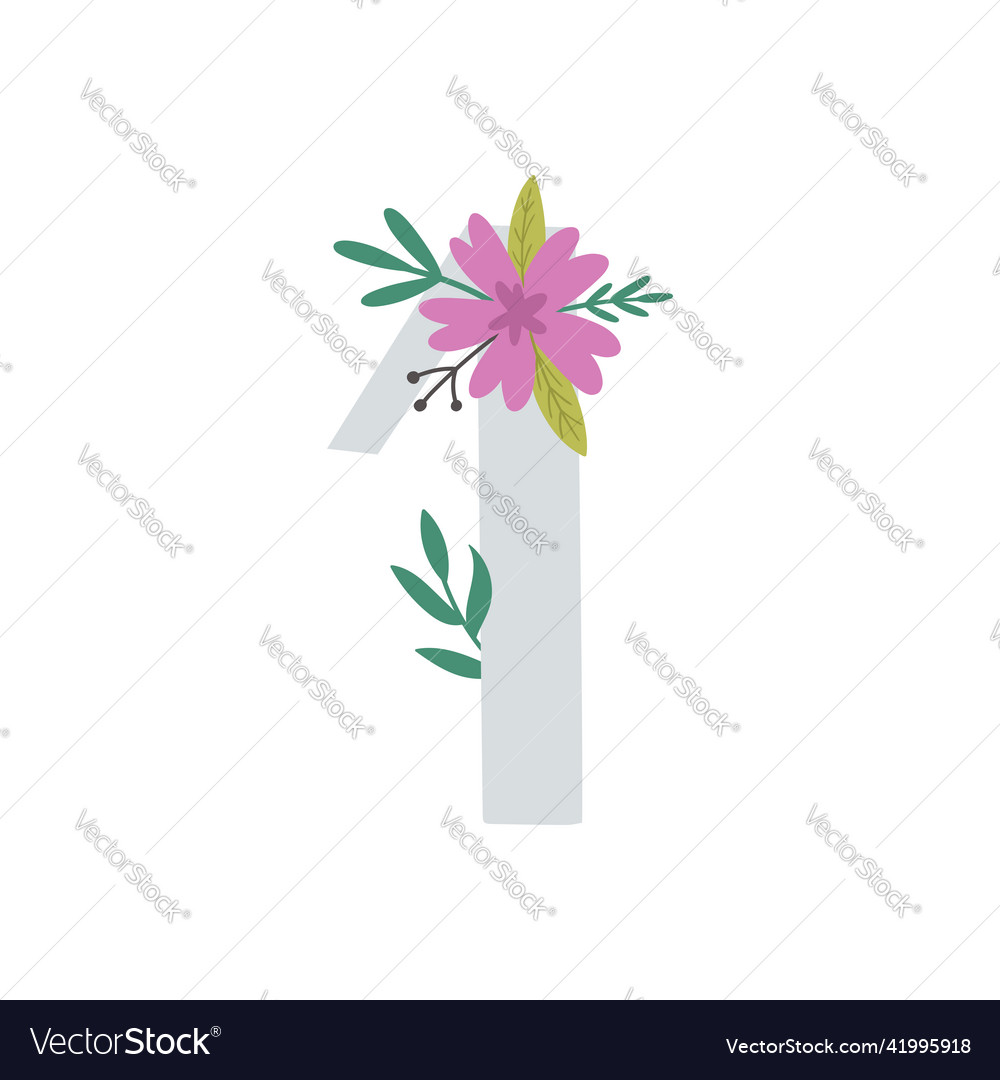 Image of letter one and flowers