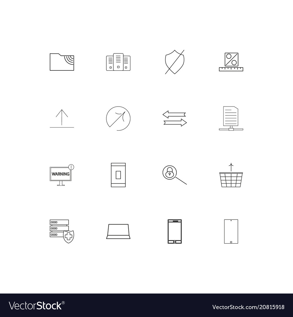 Internet technologies linear thin icons set