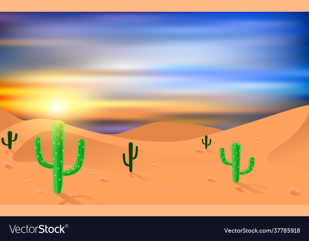 Landscape desert in morning Royalty Free Vector Image