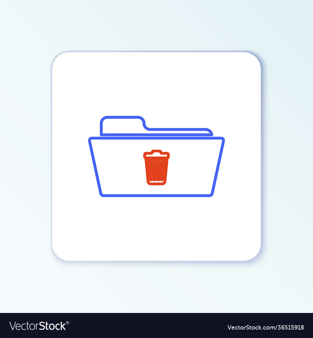 Line delete folder icon isolated on white vector image Line delete folder icon isolated on white