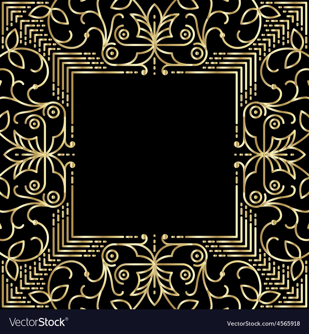 Linear simple frame with gold lines Royalty Free Vector