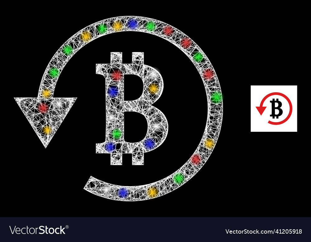 Network web mesh bitcoin refund icon with colorful Vector Image Network web mesh bitcoin refund icon with colorful