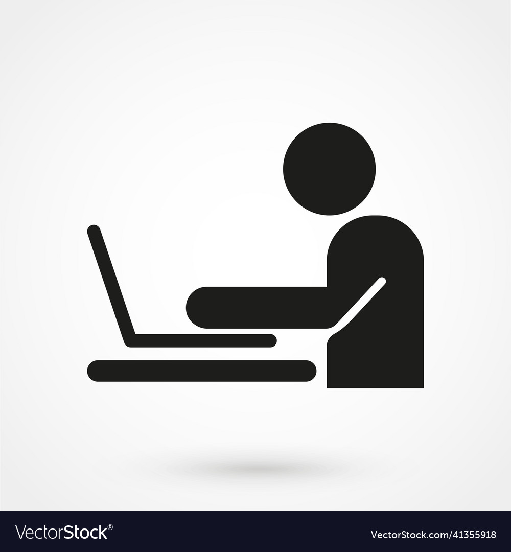 Pictogram man working on computer vector image Pictogram man working on computer