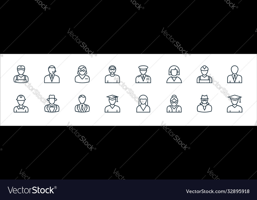Professions line icons linear set quality Vector Image Professions line icons linear set quality