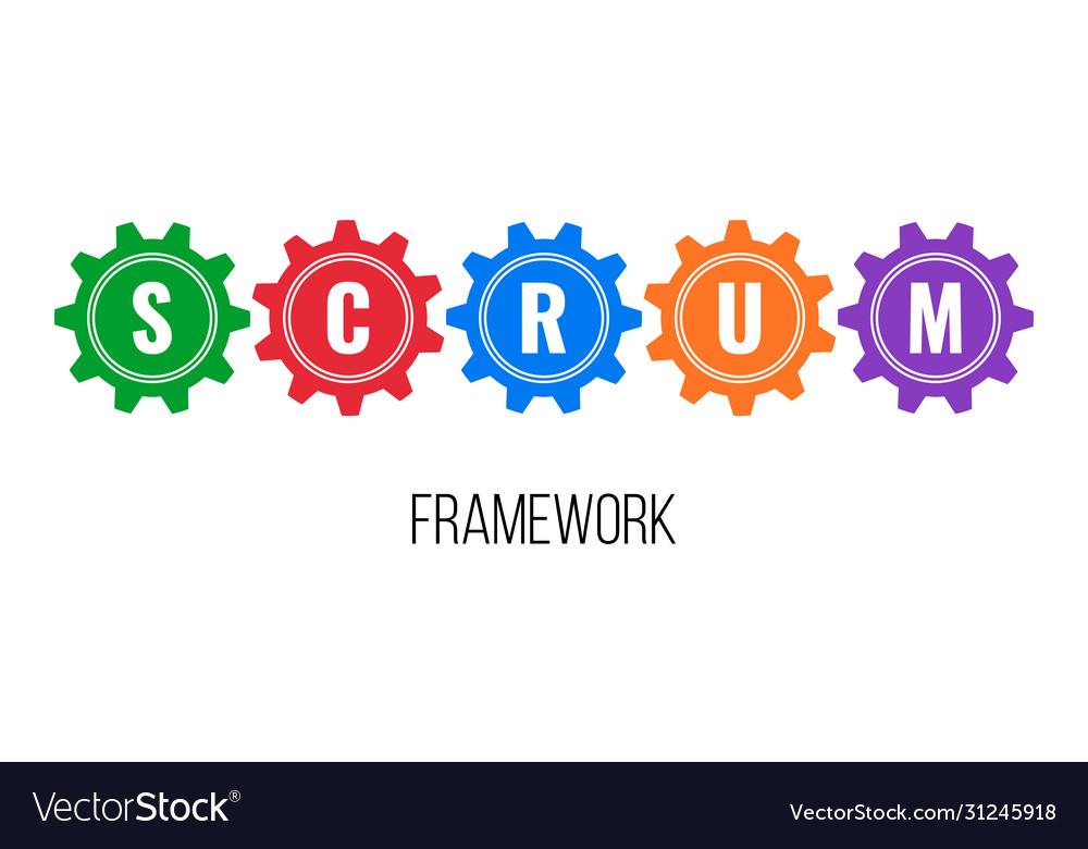 Scrum framework gears concept vector image Scrum framework gears concept