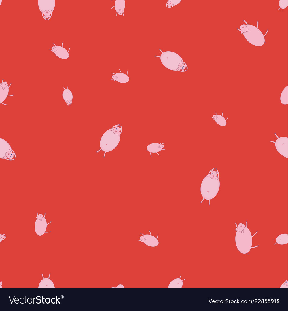 Seamless pattern with pigs in funny poses color