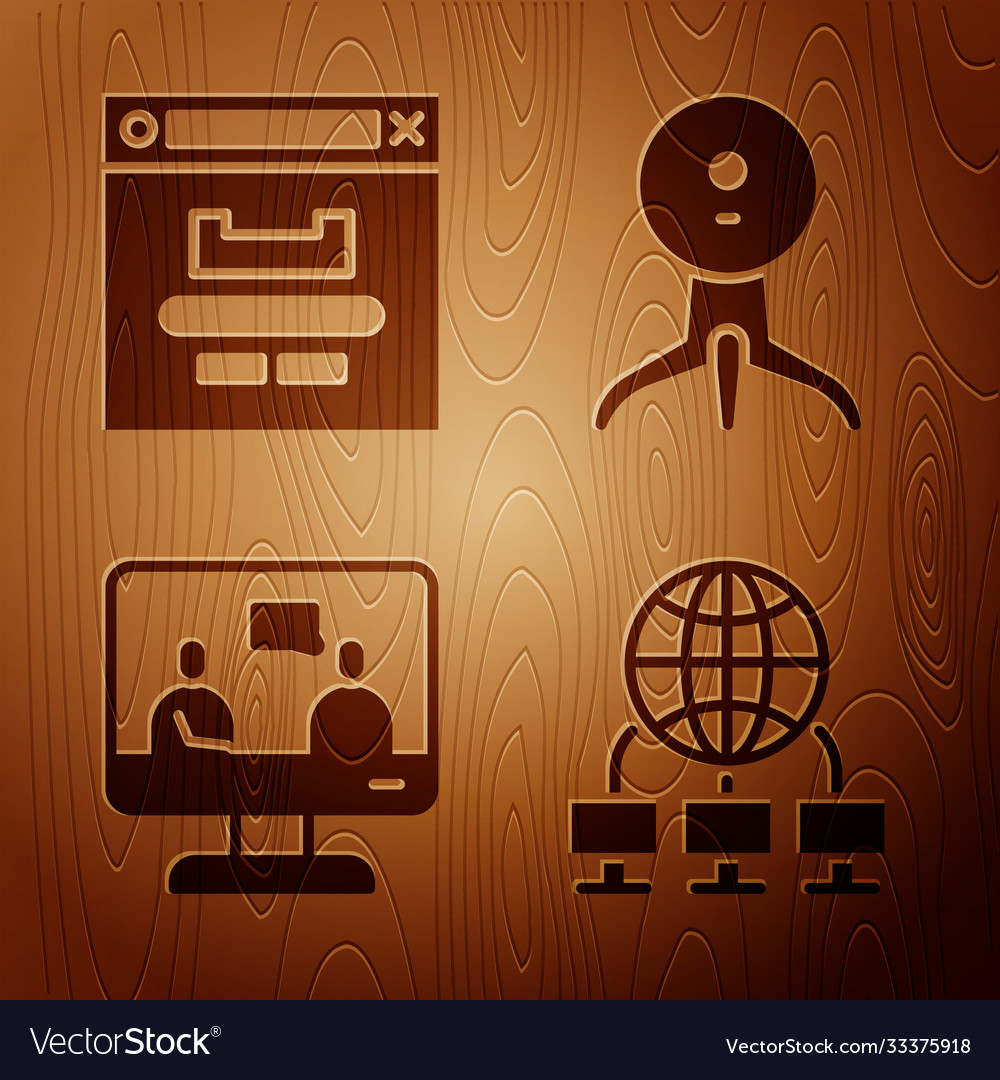 Set computer network browser window online vector image Set computer network browser window online