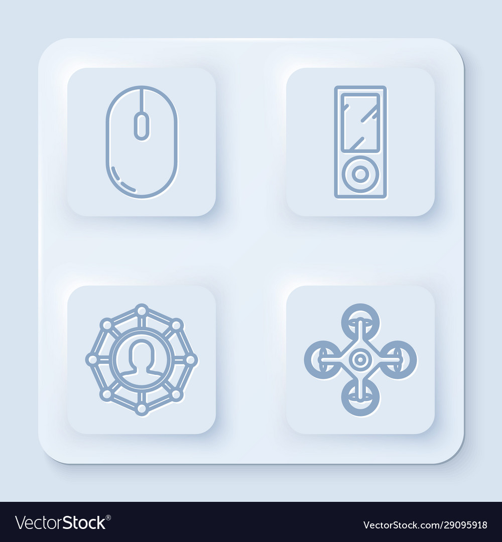 Set line computer mouse music player project vector image Set line computer mouse music player project
