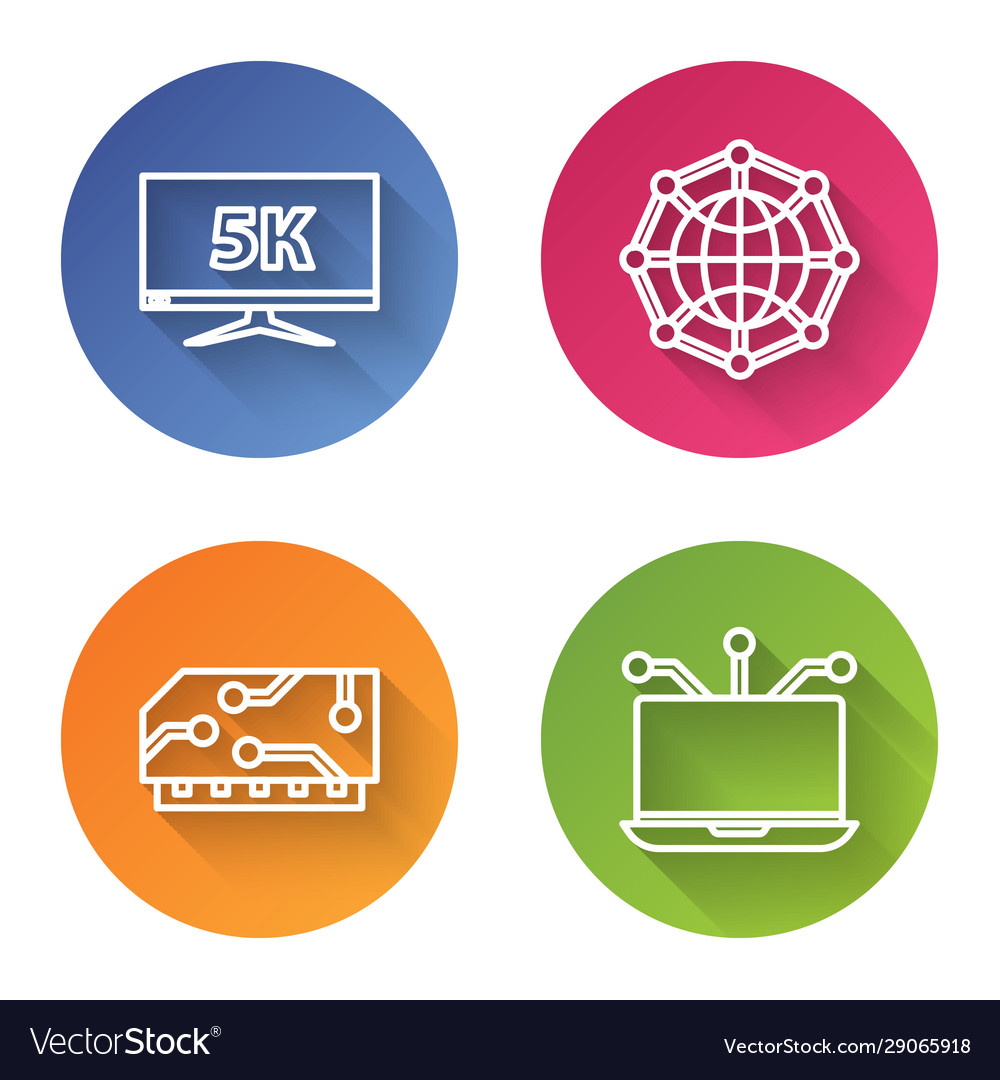 Set line monitor display with 5k video global vector image Set line monitor display with 5k video global