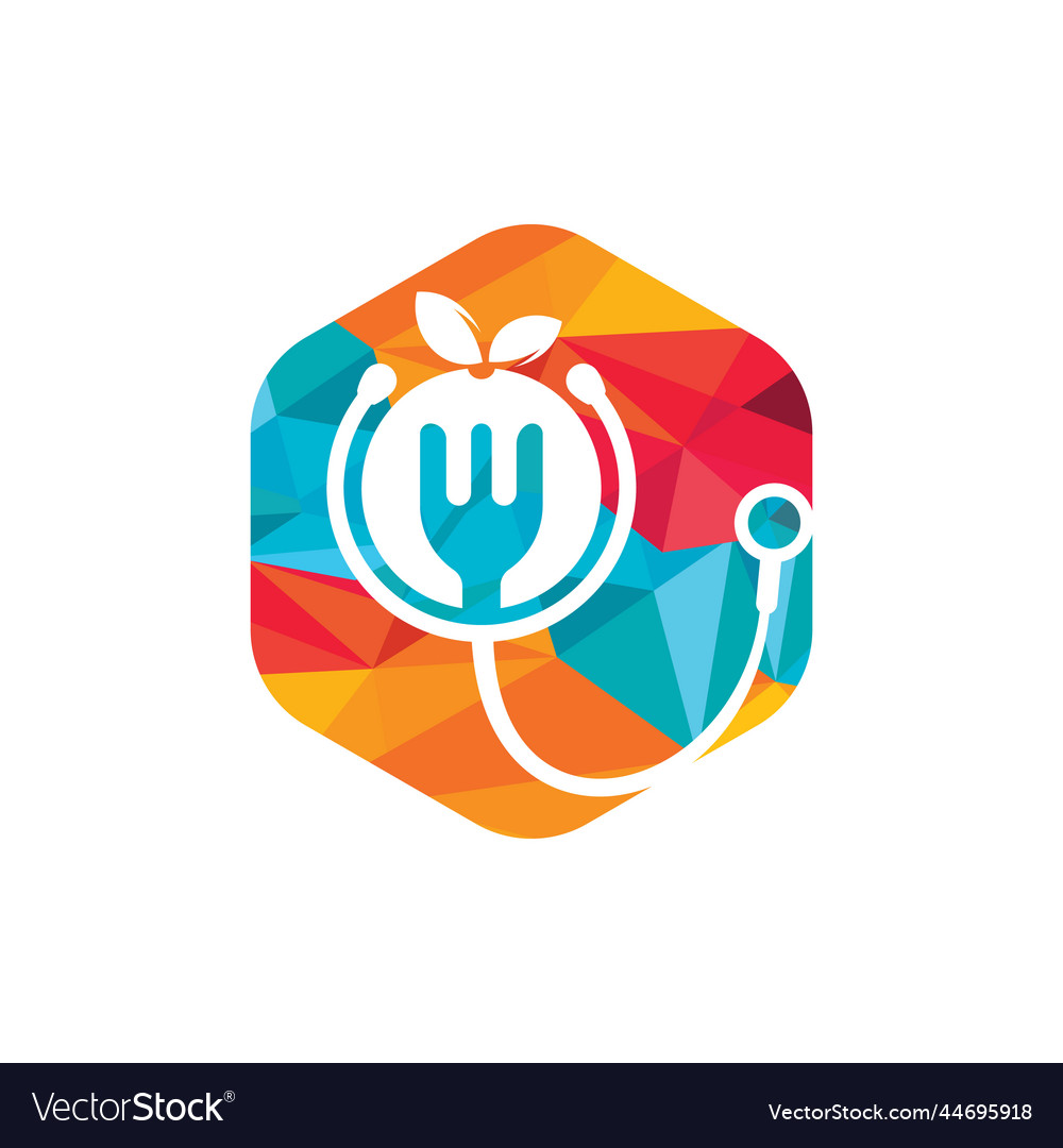 Stethoscope and healthy food diet logo concept