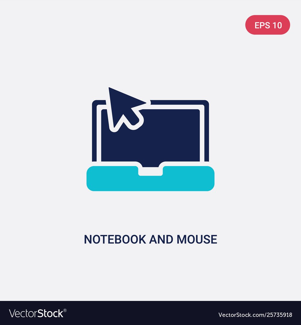 Two color notebook and mouse cursor icon from vector image Two color notebook and mouse cursor icon from