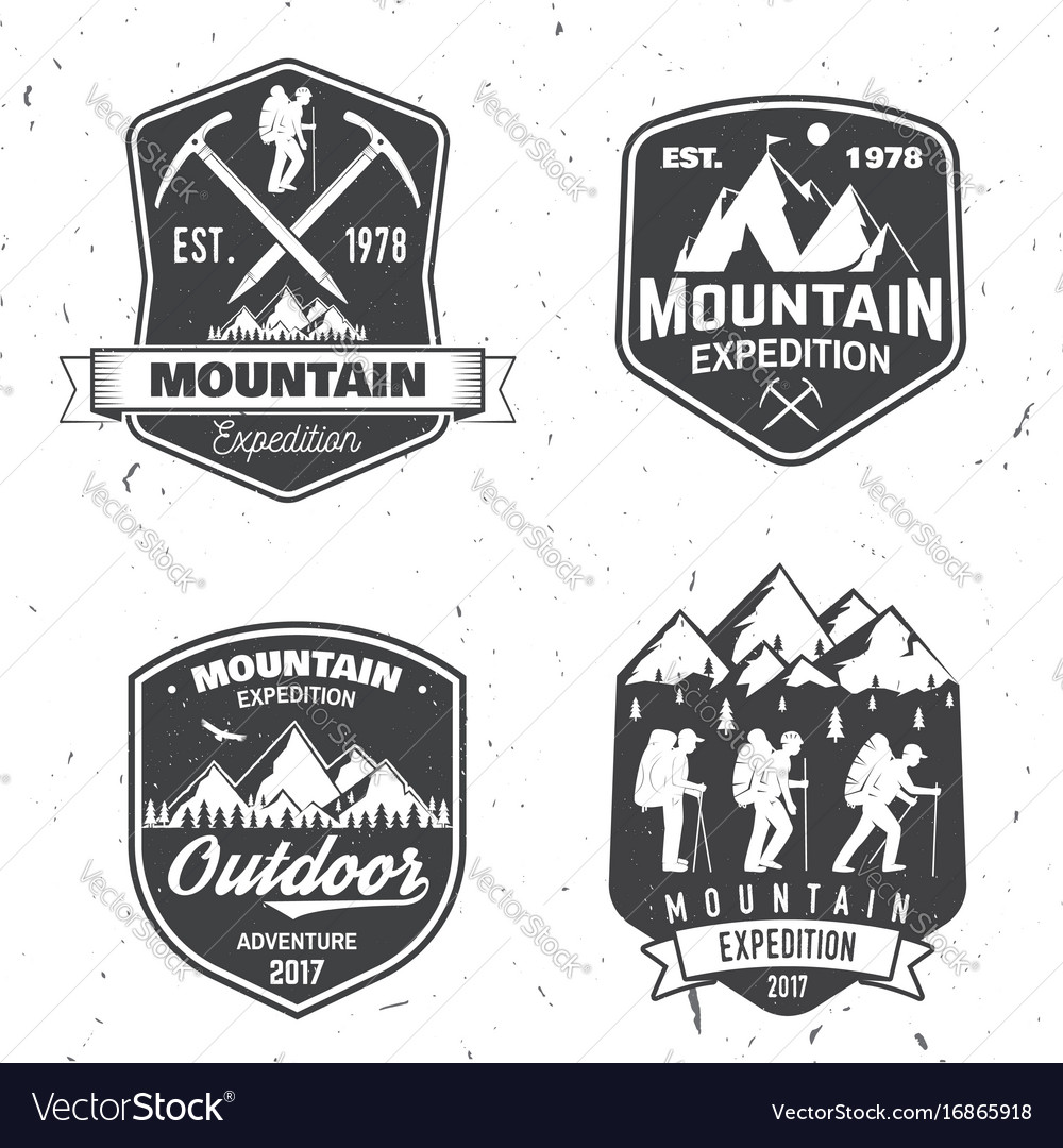 Vintage typography design with mountaineers Vector Image