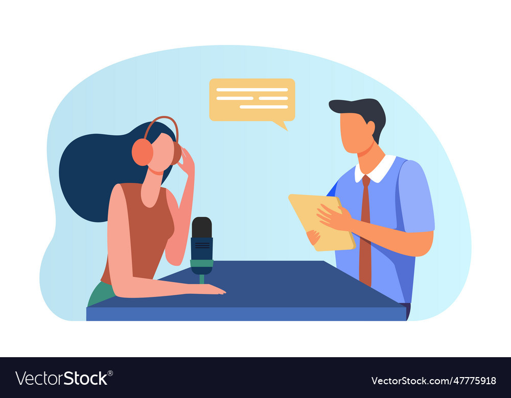 Woman interviewing man with document