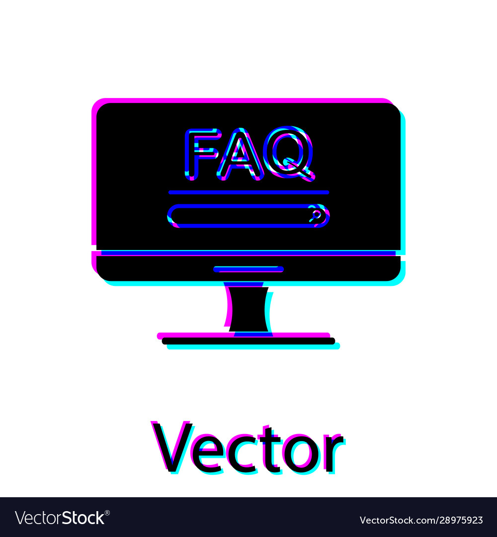 Black computer monitor with text faq information vector image Black computer monitor with text faq information