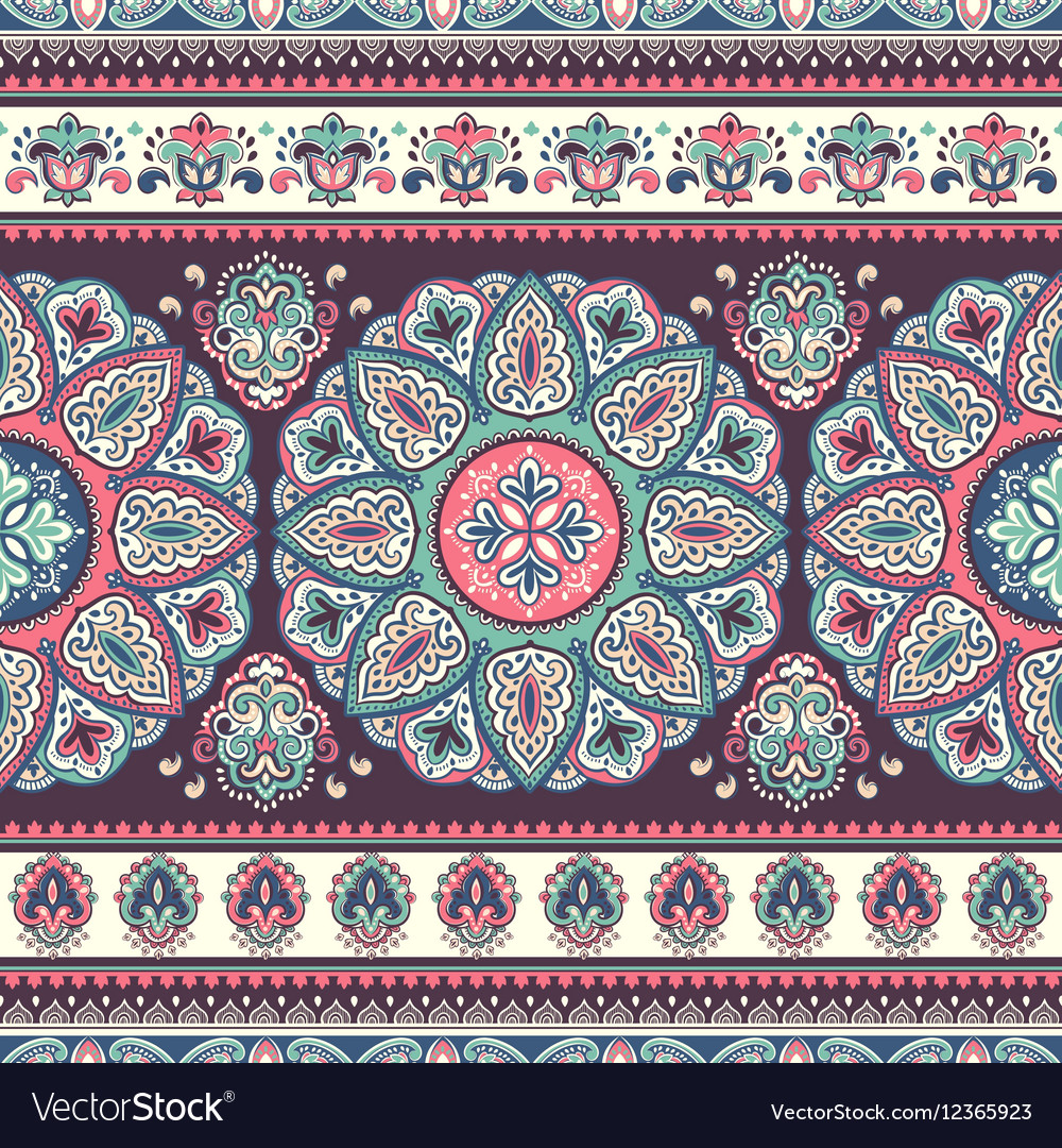 Bohemian Indian Mandala towel print Vintage Henna Vector Image