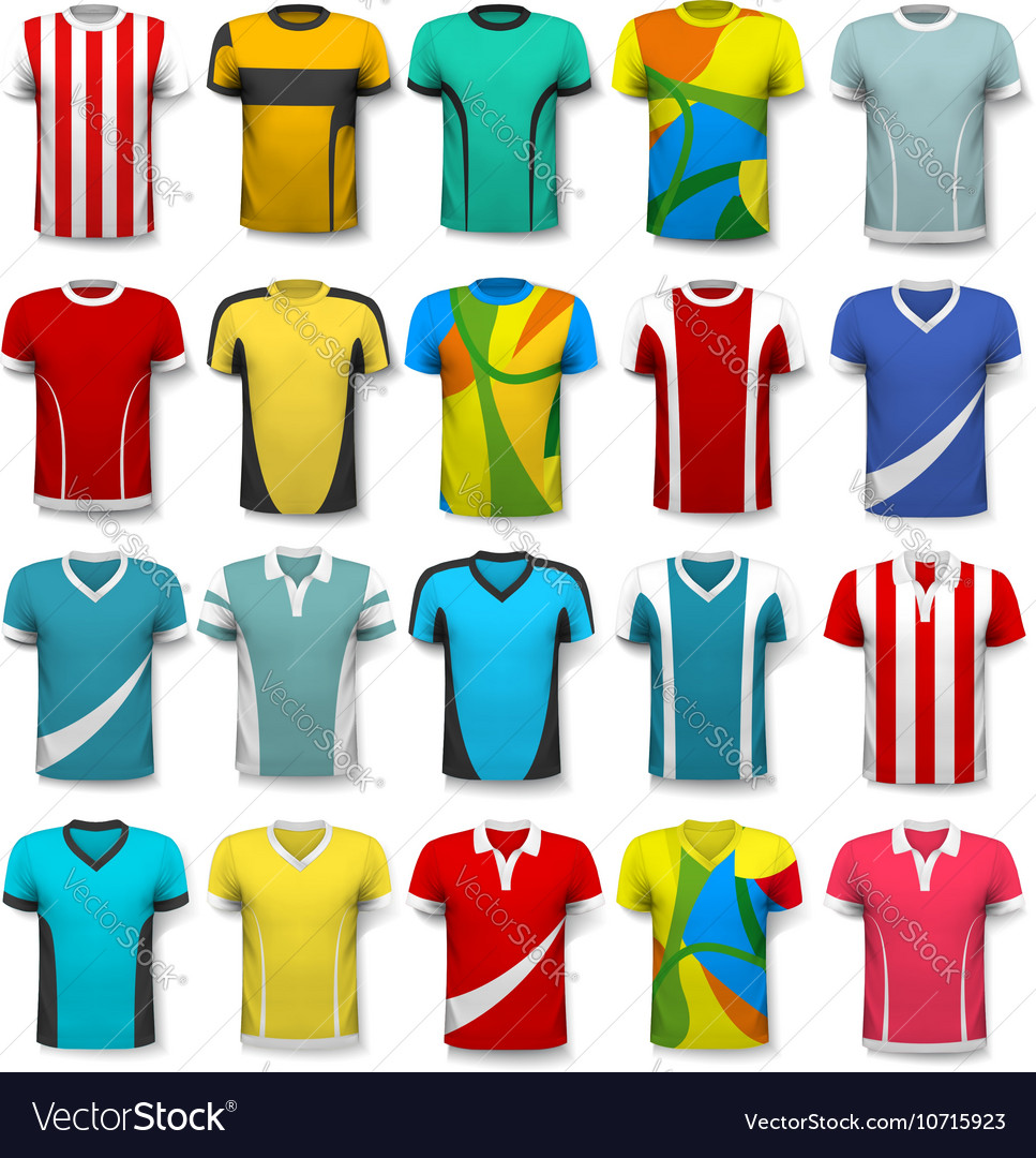 Collection various soccer jerseys the t-shirt Vector Image