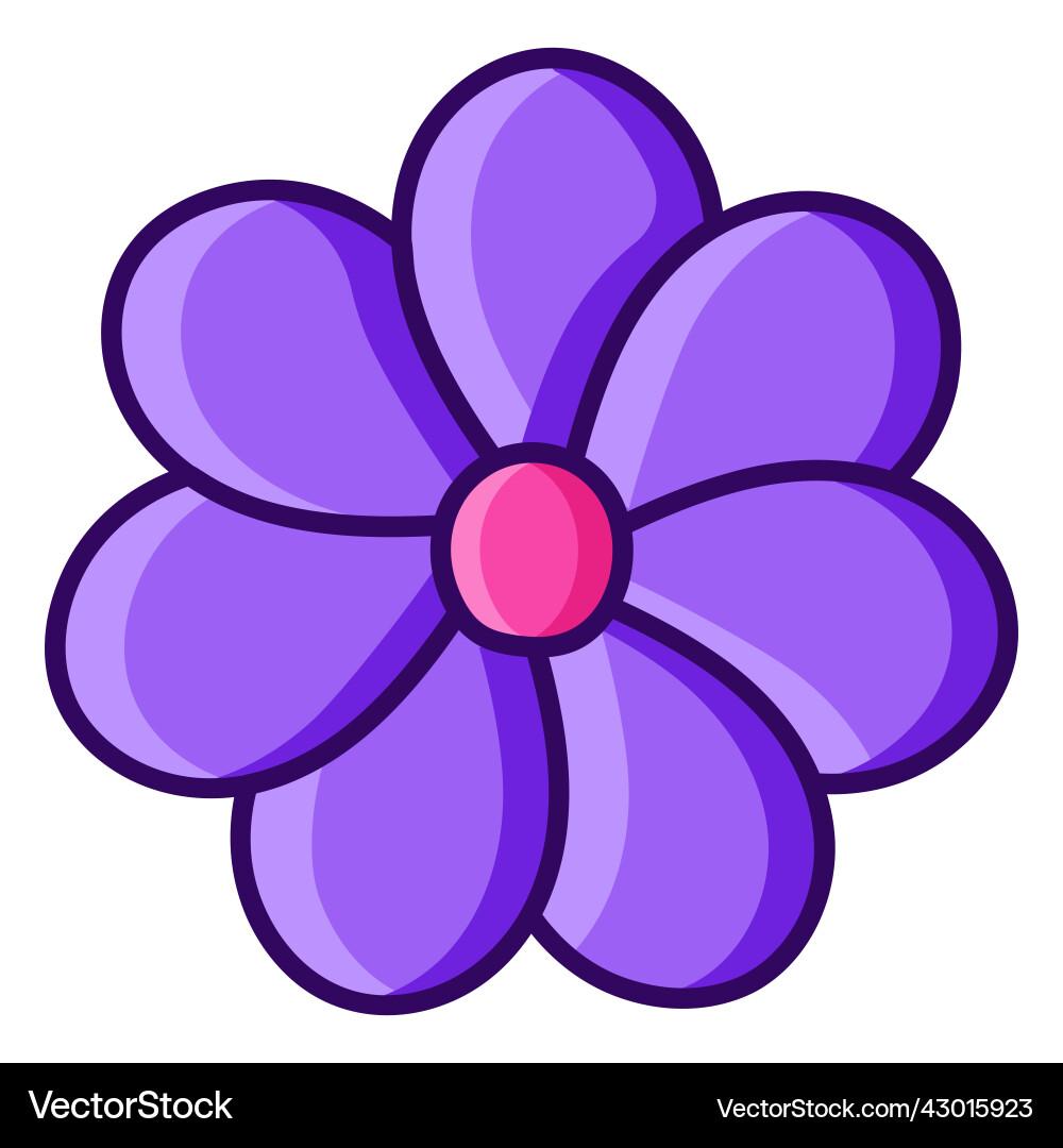 Color stroke seven petals flower Royalty Free Vector Image