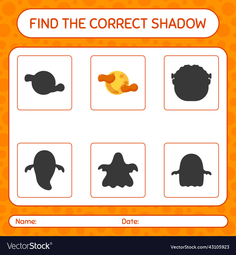 Find the correct shadows game with full moon vector image Find the correct shadows game with full moon