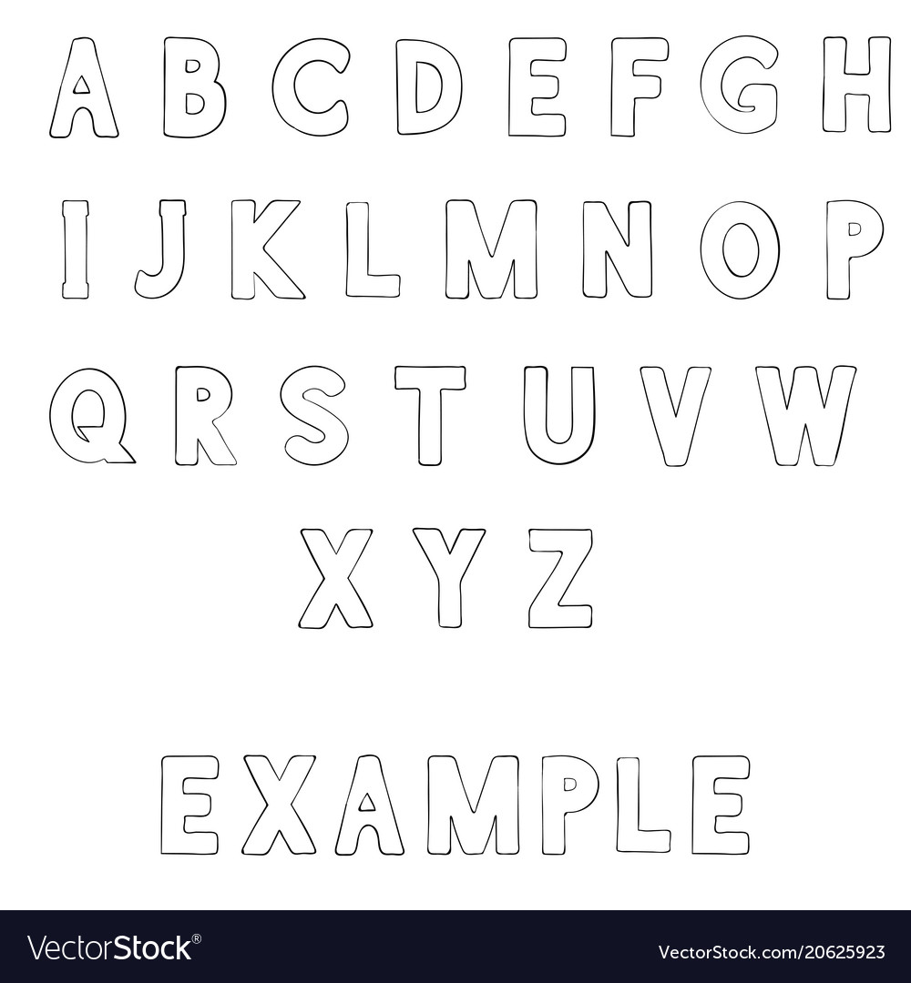 font outline alphabet letters royalty free vector image