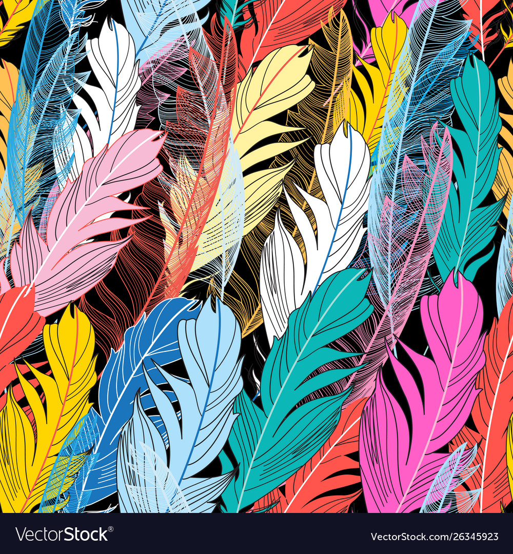 Graphic pattern multicolored feathers vector image Graphic pattern multicolored feathers