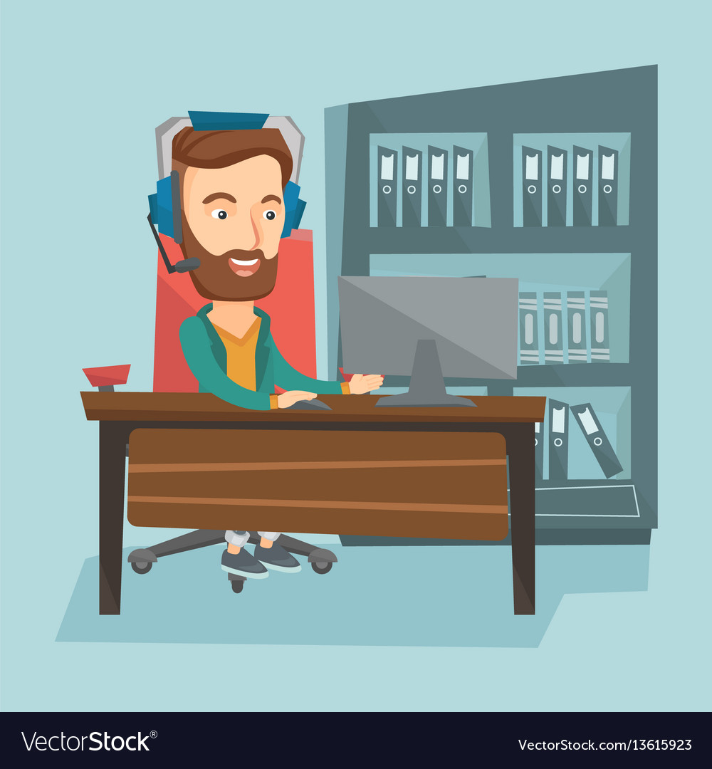 Man playing computer game Royalty Free Vector Image