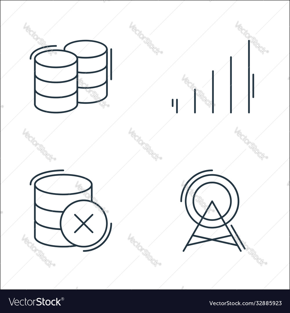 Network and database line icons linear set vector image Network and database line icons linear set
