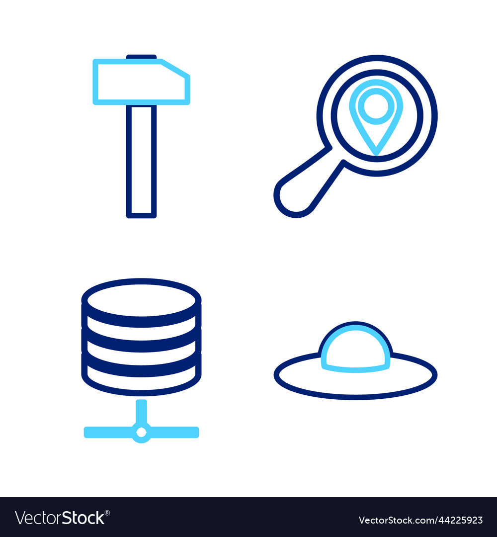 Set line ufo flying spaceship server data web vector image Set line ufo flying spaceship server data web