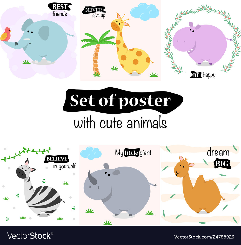 Set posters with cute animals