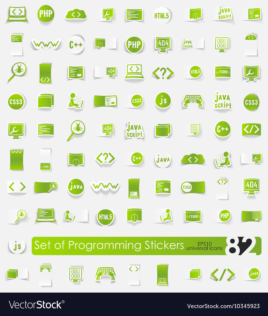 Set programming stickers Royalty Free Vector Image